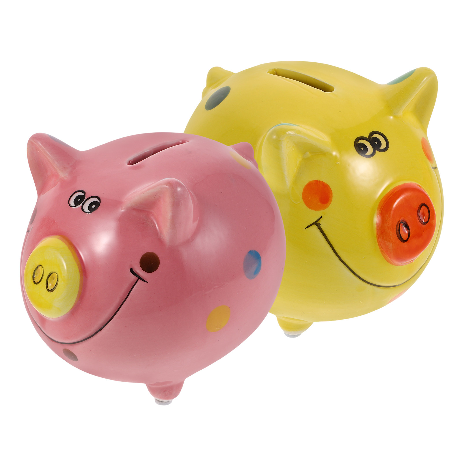 Kids Education Savings - 2 Adet Canlı Renkli Domuz Şeklinde