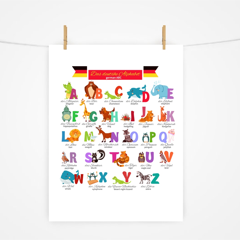 Kids Education Nursery - Alman alfabesi hayvanlar ile kreş duvar